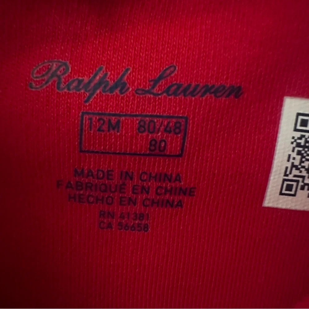 Ralph Lauren 12 Months Baby Boy Red Polo Romper Spring Summer NWT